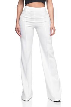 White Flare Pants, Flower Pants, High Waisted Dress Pants, White Flares, High Waist Fashion, Flare Leg Pants, Vintage Pants, White Pants, Waist Dress