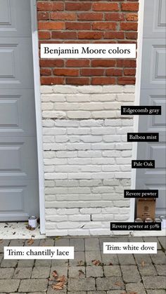 a brick wall with the names of different types of paint colors on it and what to do