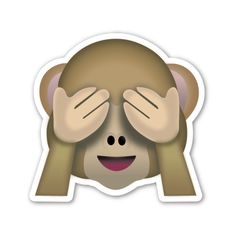 a sticker with a monkey covering its eyes