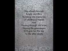 the poem is written in black and white on a frosted glass surface with water droplets