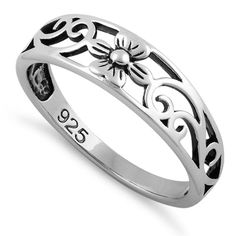 Band width: 5.9mm
Shank width: 2.5mm
Metal: 925 sterling silver
﻿Plating: ﻿rhodium plated
Finish: high polish Plain Silver Rings, Silver Flower Ring, Floral Ring, Silver Jewelry Handmade, Sterling Silver Flowers, Sea Glass Jewelry, Flower Ring, Silver Flowers, Gold Engagement Rings