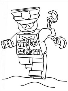 a coloring page with a lego character holding a banana in it's right hand