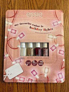 essie Holiday Lights Nail Polish Set (4) .46 fl oz bottles NIP SEALED Plum Nail Polish, Christmas Nail Polish, Light Nail Polish, Essie Colors, Plum Nails, Brown Nail Polish, Light Nails, Nail Polish Set, White Nail Polish