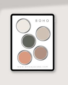 the boho palette is shown in four different shades, including neutrals and browns