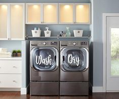 a washer and dryer in a laundry room