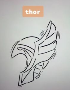 a drawing of a bird with the word thor on it