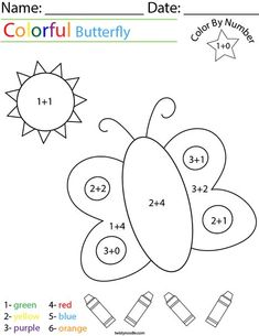 a butterfly coloring page with numbers and colors