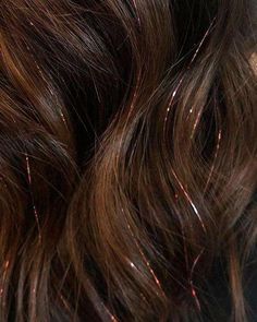 Brunette Aesthetic, Dark Blue Hair, Hair Tinsel, Chocolate Brown Hair, Fairy Hair, Honey Blonde Hair, Highlights Brown Hair, Glitter Hair, Dark Brown Hair