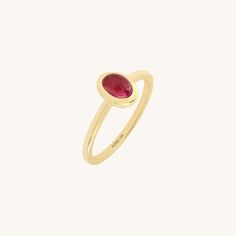 Red Tourmaline Bezel Solitaire Ring in Gold Red Tourmaline, Gold Decor, Natural Red, Signet Ring, Solitaire Ring, Real Gold, Ring Bracelet, Rings Statement, Wedding Rings Engagement