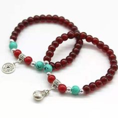 Material: Glass/Colored Glaze Fashion Element: Fu Character Style: Natural 108 Beads Friendship Bracelet Jewelry, 108 Beads Friendship Bracelet, Bohemian Round Bracelets For Friendship, Small Pendant, Accessories Bracelets, Garnet, Glaze, Pendant, Glass