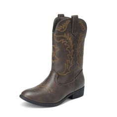 PRICES MAY VARY. Classic western mid-calf boot design with almond toe and embroidered accents Soft faux leather upper with comfortable low heel for all day wear Easy on/off with pull tabs and elastic gore panel Slip resistant TPR outsole for traction and flexibility Perfect for pairing with jeans, shorts, dresses, and skirts Classic, stylish and comfortable. These cowboy boots will be a favorite choice for your kids. Soft leather material featuring decorative embroidery and almond-toe silhouette Western Cowgirl Style, Riding Shoes, Boot Design, Cowgirl Cowboy, Embroidered Details, Cowboy Western, Western Cowboy Boots, Cowgirl Style, 5 Inch Heels