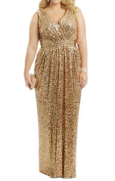 MACloth Straps V Neck Sequin Gold Long Bridesmaid Dress Plus Size Form Sequin Bridesmaid Dress Long, Gold Formal Gown, Long Gold Bridesmaid Dresses, Gold Wrap Dress, Wrap Dress Plus Size, Gold Sequin Bridesmaid Dress, Sukienki Maksi, Sequin Bridesmaid, Gold Bridesmaid Dresses