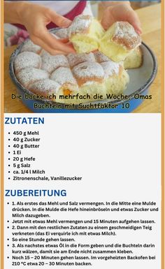 a poster with instructions on how to make doughnuts in german, english and german