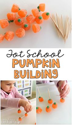 the pumpkins are being made with popsicle sticks