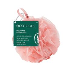 The EcoTools Pink Delicate EcoPouf is our sustainable shower loofah designed with soft netting for an all-over deep clean and gentle exfoliation. Achieve a rich lather from with your favorite scrub, body wash, or cleanser to wash away impurities and remove dead skin cells. When you’re finished, just rinse, and hang the shower pouf to dry from the attached string. It’s gentle enough for all skin types- even more sensitive skin. Just don’t forget to replace the loofah sponge every 30 days! Designe Pink Shower Products, Pink Loofah, Body Loofah, Shower Loofah, Bday List, Birthday Basket, Pink Showers, Loofah Sponge, Shower Stuff