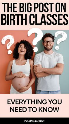 a man and woman standing next to each other with question marks on their stomachs