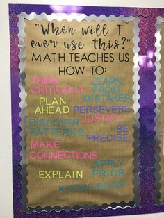 a bulletin board with words written on it