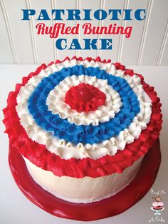 this patriotic ruffled bunting cake is made with red, white and blue icing