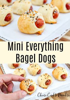 mini everything bagel dogs with poppy seed sprinkles on top and in the middle