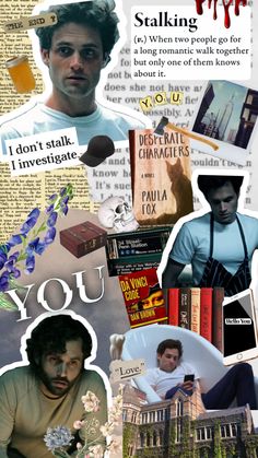 the collage has many different pictures and words on it, including an image of a man