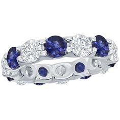 This low setting U-Prong eternity is set in platinum. Each stone weighs approximately 40 pts. The sapphire weight is 3.15 carats and the diamond weight is 2.80 carats. The sapphires in this band are Ceylon. Blue Sapphire Diamond, Modern Blue, Platinum Ring, Diamond Eternity, Sapphire Diamond, Eternity Ring, Sapphire Ring, Blue Sapphire, Band Rings