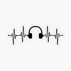 headphones and heartbeat sticker