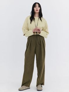 Composition : Shell : Cotton 100%Country of Origin : KOREA Colored Jeans, Composition, Top Outfits, The Originals, Yellow, Clothes For Women, Pants, Green, T Shirt