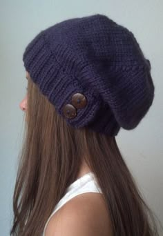 Knit slouchy hat - PURPLE Knit Slouchy Hats, Love Hat, Slouchy Hat, Knit Hats, Girly Girl