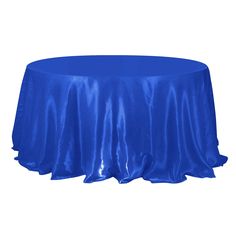 a round table covered in blue satin