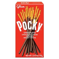 a box of chocolate flavored candy sticks