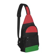 Rep the RED, BLACK AND GREEN with this Unisex Over the Shoulder Bag. SMALL Over-the-Shoulder Bag Made of Durable Premium Nylon Material. One Adjustable Shoulder Strap, {29-42 Inches} One main compartment with 2 zipped pockets and 2 mesh side- pockets. This is SMALL Bag, dimensions are 15 Inch L x 8 Inch W Perfect for the casual or extensive travel. Over The Shoulder Bag, Over The Shoulder Bags, Chest Bag, Small Bag, Sling Backpack, Bag Making, Shoulder Strap, Backpacks, Mesh