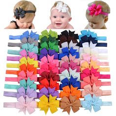 PRICES MAY VARY. 【High Quality】The baby girls headbands are made from Grosgrain Ribbon and elastic band,very comfortable and lovely to wear,they will not leave marks on your little one's head. 【Size】Hair bow:3"(7CM),Headband size:14.2"(36 CM)girth. it allows a baby headband to expand to fit your growing baby! This headband will fit all ages. 【Various of Color】These baby girls hair bands have 40 colors are available for almost all occasions,You'll love these Soft Toddler headbands! 【Lovely and So Toddler Hair Accessories, Bow Tie Hair, Grosgrain Ribbon Bows, Band Accessories, Band Hair, Bow Headband Hairstyles