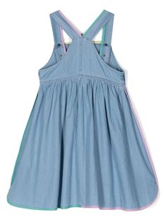 Stella McCartney Kids contrasting-trim Cotton Dungaree Dress - Farfetch Cotton Dungaree, Cotton Frocks, Dungaree Dress, Dress With Jean Jacket, Baby Boy Accessories, Spring 2025, Dolce And Gabbana Kids, Contrasting Trim, Stella Mccartney Kids