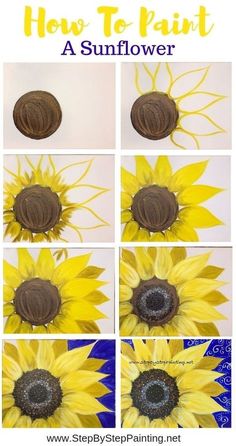 how to paint a sunflower with step by step painting instructions for kids and adults