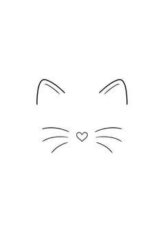 a black and white drawing of a cat's face