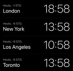 the time is displayed in different languages on an iphone's clock face, including times and locations