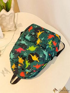 BirdinBag - Mochila escolar, camiseta y material escolar de dibujos animados de nylon con dibujos de dinosaurios para estudiantes universitarios Student Supplies, Preppy Bags, Style Preppy, School Backpack, Classic Backpack, Bird In Bag, School Backpacks, Backpacks, Size Medium