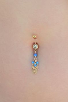 Gold handmade Hamsa pendant & blue Opal stones belly button piercing, navel ring, The perfect piece Dangle Belly Ring As Gift, Dainty Internally Threaded Belly Rings As Gift, Dainty Nickel-free Belly Rings As Gift, Dangle Pierced Body Jewelry For Festivals, Pierced Dangle Body Jewelry For Festival, Bohemian Belly Rings As A Gift, Festival Dangle Pierced Body Jewelry, Handmade Dangle Body Jewelry For Gifts, Handmade Dangle Body Jewelry As Gift