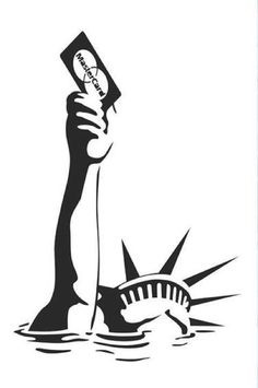 a black and white drawing of a hand holding up a ticket to the statue of liberty