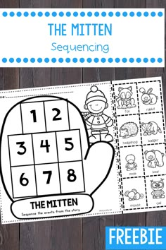 the mitten sequence worksheet for kids to practice counting and subtracing