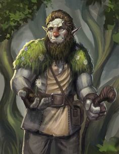 a painting of a troll with green hair and beard