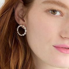 J.Crew: Circle Pearl Stud Earrings For Women