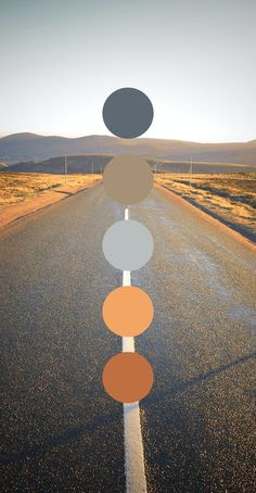 an empty road with multiple circles on it