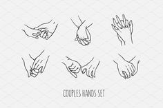 four hands holding each other with the words couples hands set