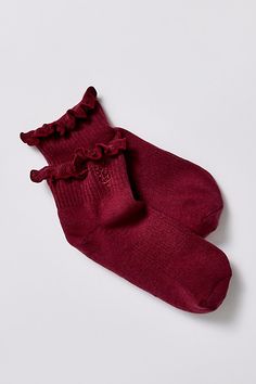 So comfy socks featured in an ankle rise style with ruffle edge detailing. * Ribbed knit * Seamed toe | Movement Classic Ruffle Socks by FP Movement at Free People, Cranberry Ruffle Socks, Ruffled Socks, Free People Activewear, Comfy Socks, Lace Socks, Christmas 2022, Fp Movement, New Tops, Red Lace