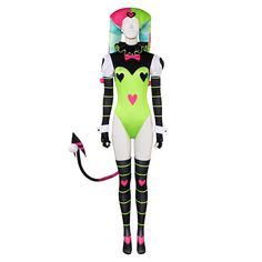 Helluva Boss Hazbin Hotel TV Fizzarolli Women Green Outfit Party Carnival Halloween Cosplay Costume · Material: Composite Leather + Thickiy Ronior Fabric + Milk Protein Fiber · Including: Fake Collar + Hat + Gloves + Leg Socks + Bow Tie + Jumpsuit Shipping:   1. Processing Time: 7-15 days. 2. Standard Shipping: 10-15 d Green Outfit Party, Green Outfits For Women, Bodysuit Cosplay, Socks Bow, Barbie Star, Leg Socks, Costume Carnaval, Clown Clothes, Fnaf Cosplay