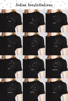 the zodiac constellation t - shirt is shown in twelve different positions