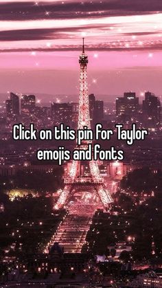 the eiffel tower is lit up at night and it says click on this pin for