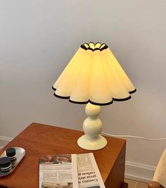 a lamp that is on top of a table