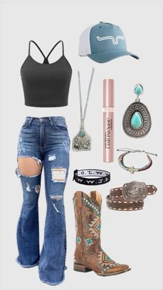 Boots Cowgirl Outfit, Country Outfits Women, Cute Cowgirl, A Outfit, Cowgirl Outfit, Country Style Outfits